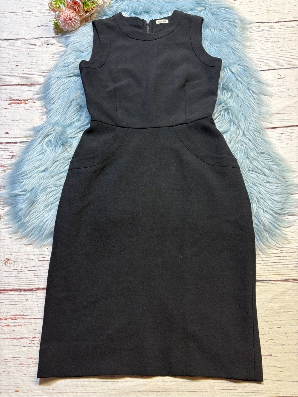L'AGENCE Sleeveless Black Midi Sheath Dress sz 2